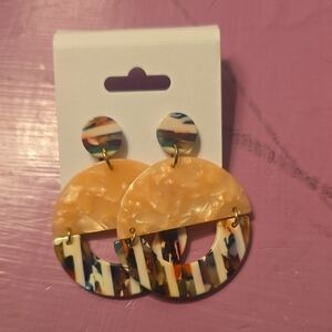 Chic Cream and Multicolor Hoop Earrings